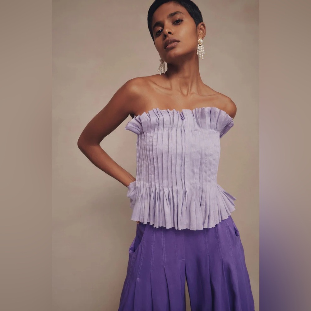 Aje White Horizon Pintucked Corset Top